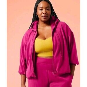 Athleta + Alicia Keys Seasoft Hoodie Women's Size 2X Athleisure Gym Fuschia Pink